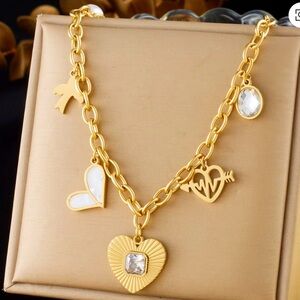 18K Gold Plated Stainless Steel Heart Charm Necklace
